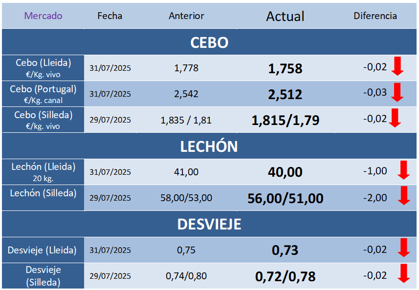 Cotizaciones Porcinas – Semana 31
